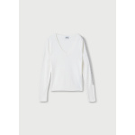 Liu-Jo-Pulover-tricotat-fin-Alb-cu-aplicatii-pe-maneca-Masura-M-MF0001-1